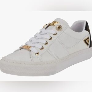 GUESS White Sneakers with Gold Hardware